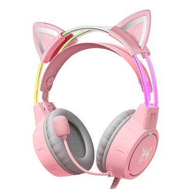 Slušalke ONIKUMA "X15Pro" z mačjimi ušesi - pink