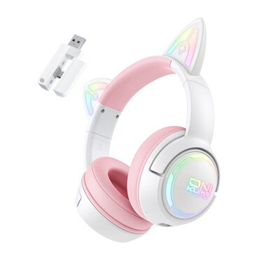 Bluetooth slušalke ONIKUMA "GT838" z RGB osvetlitvijo - pink / white