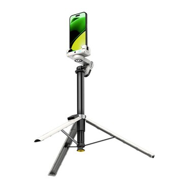 Gimbal stabilizator Aochuan "M3 Pro" - 3-osni stabilizator z AI sledenjem, RGB lučjo in teleskopsko palico 180 cm - black - white