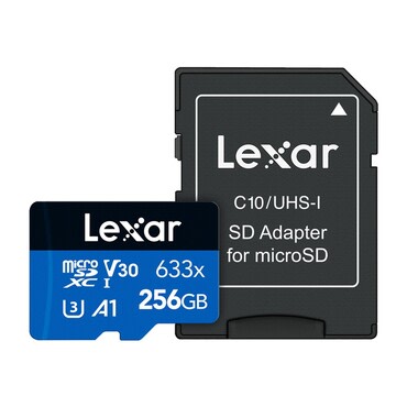 Lexar "High-Performance 633x" microSDXC 256GB pomnilniška kartica s SD adapterjem - 100MB/s