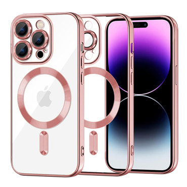 Ovitek Techsuit "Luxury Crystal MagSafe" za iPhone 14 Pro Max - roza