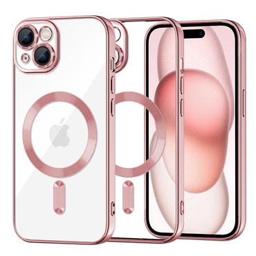 Ovitek Techsuit "Luxury Crystal MagSafe" za iPhone 15 - roza