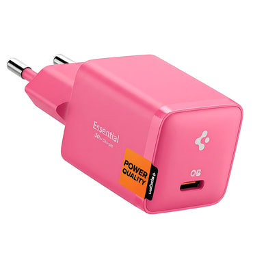 Stenski 30W polnilec Spigen "Arcstation Essential EE301EU" USB-C, Quick Charge - pink