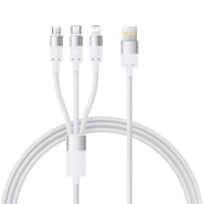 Polnilni in podatkovni 100W USB-A v Micro USB, USB-C, Lightning kabel Baseus "StarSpeed" - 480Mbps - 1.5m - white