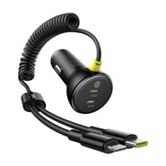 Avtomobilski 60W polnilec Baseus "C00035902121-00" 2x USB-C z USB-C z vzmetnim kablom - black