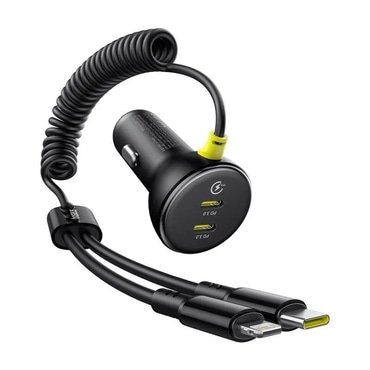 Avtomobilski 60W polnilec Baseus "C00035902121-00" 2x USB-C z USB-C z vzmetnim kablom - black