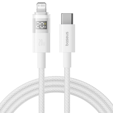 Polnilni in podatkovni 20W USB-C v Lightning kabel Baseus "Data Cable Display 2" - 2m - moon white