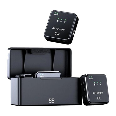 Brezžični mikrofon BlitzWolf "BW-SX63" 1000mAh z 2 oddajnikoma in sprejemnikom - black