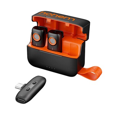 Brezžični mikrofon Hohem "MIC-01" 2TX Plus 1RX z 2 oddajnikoma, sprejemnikom, USB-C, in polnilnim etuijem - clear