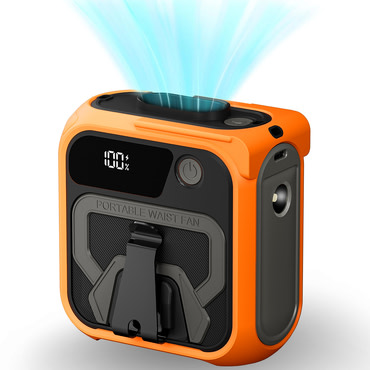 Prenosni ventilator Techsuit "Z13" s power bankom, 5 hitrosti, 10000mAh - oranžen