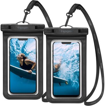 (2-pack) Vodoodporni etui Spigen "A601" IPX8 za telefone 3.5 - 7" - black