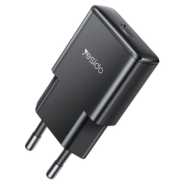 Stenski 30W polnilec Yesido "YC74" GaN, USB-C PD - črn