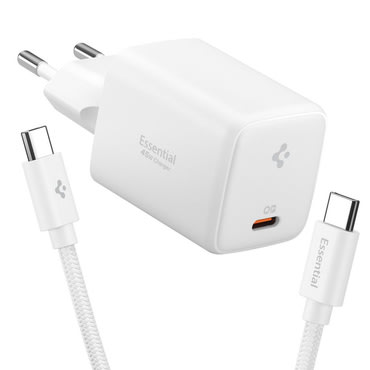 Stenski 45W polnilec Spigen "Essential EE451EU" USB-C, GaN - white
