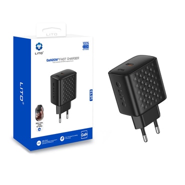 Stenski 20W polnilec Lito "LC13" GaN - black