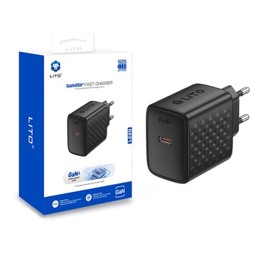 Stenski 45W polnilec Lito "LC20" GaN - black