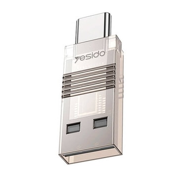 USB-A v USB-C OTG adapter Yesido "GS21" z vgrajenim čitalnikom kartic, 480Mbps - prozoren