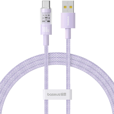 Polnilni in podatkovni 100W USB-A v USB-C kabel Baseus "Gem" - 2m - nebula purple