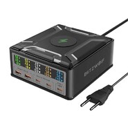 Stenski 260W polnilec Blitzwolf "BW-S28" 2x USB-A, 3x USB-C, 15W brezžično polnjenje - black