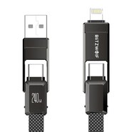 Polnilni in podatkovni 240W USB-C v USB-C v Lightning kabel Blitzwolf "BW-HDC7" 4v1 - 1.2m - black