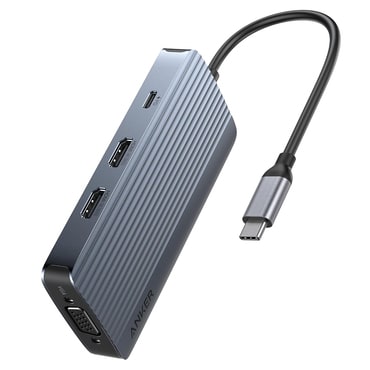 Hub postaja Anker "A83790A2" 2x USB-C, 3x USB-A, 2x HDMI, VGA, Triple Display, 4K pri 60Hz, PD100W, 5Gbps - gray
