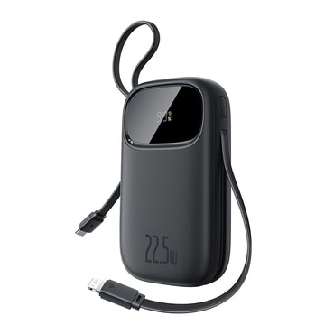 Power bank Baseus "EnerFill FC31" 10000mAh 22.5W z digitalnim prikazovalnikom in kabli USB-C in Lightning - black