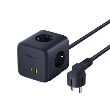 Podaljšek Baseus "EnerFill FA11" 3x EU vtičnica, 2x USB-C, 1x USB-A, 67W, 1.5m - black