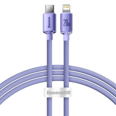 Polnilni in podatkovni 20W USB-C v Lightning kabel Baseus "Crystal Shine" - 480Mbps - 2m - purple