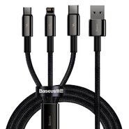Polnilni in podatkovni USB-A v USB-C, Lightning, Micro-USB kabel Baseus "Tugsten Gold 3in1 (CAMLTWJ-01)" - 3.5A - 1.5m - black