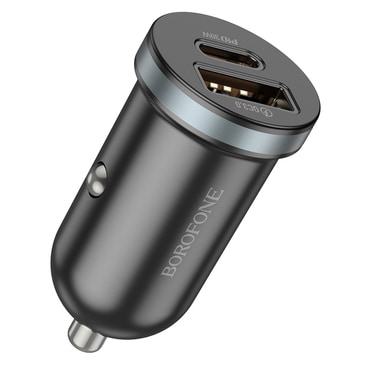 Avtomobilski 30W polnilec Borofone "BZ22" 1x USB, 1x USB-C, PD, QC3.0 - črn