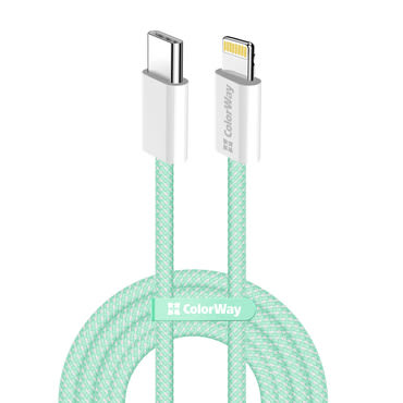 Polnilni in podatkovni 27W USB-C v Lightning kabel ColorWay "CW-CBPDCL061-G" - 480Mbps - 1m - green