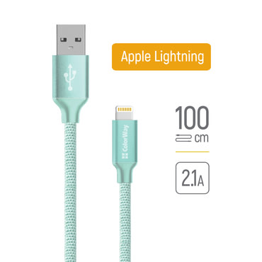 Polnilni in podatkovni USB 2.0 v Lightning kabel ColorWay "CW-CBUL004-MT" - 480Mbps - 1m - mint