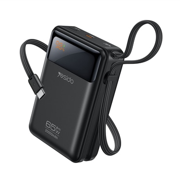 65W power bank Yesido "YP97" 20000mAh z digitalnim prikazovalnikom - siv