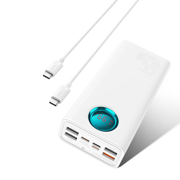 65W Power bank Baseus "P10022402223-00" 26800mAh - LED prikazovalnik, 4x USB, USB-C, Lightning, Micro-USB - white
