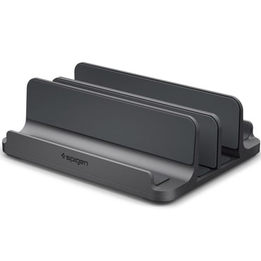 Vertikalno stojalo za prenosnik Spigen "LD208S4" za 4 naprave, nastavljiva širina, silikonske blazinice - space grey