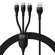 Polnilni in podatkovni 66W USB-A v USB-C, Lightning, Micro-USB kabel Baseus "Flash Series 2" - 480Mbps - 1.2m - black