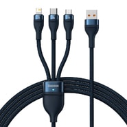 Polnilni in podatkovni 66W USB-A v USB-C, Lightning, Micro-USB kabel Baseus "Flash Series 2" - 480Mbps - 1.2m - blue