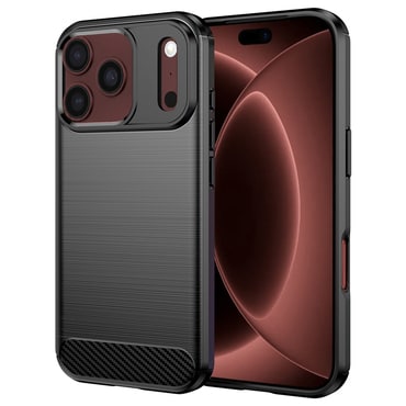 TPU gel ovitek "Brushed Carbon" za iPhone 17 Pro Max / 18 Pro Max - črn