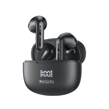 Bluetooth slušalke Yesido "TWS19" BT 5.3 z ENC, LED prikazovalnikom - črne