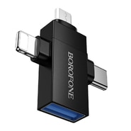 Lightning v USB-C/USB-C/Micro-USB OTG adapter Borofone "BV26D" za polnjenje in prenos podatkov, 1.5A - black