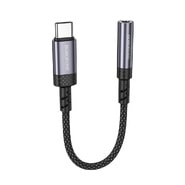 USB-C v AUX 3.5mm audio kabel Borofone "BV24" DAC čip, Plug and Play, 15cm - metal gray