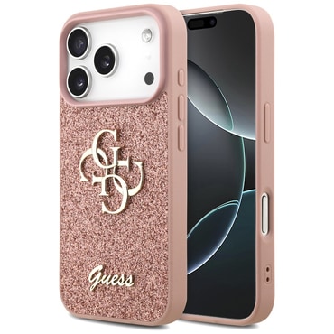 Premium ovitek Guess "Fixed Glitter Big 4G" za iPhone 17 Pro - pink
