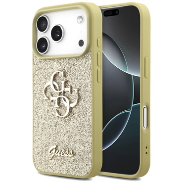 Premium ovitek Guess "Fixed Glitter Big 4G" za iPhone 17 Pro Max - gold