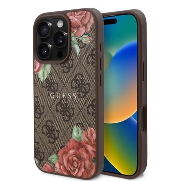 Ovitek Guess "Hardcase 4G Flower Print MagSafe" za iPhone 16 Pro Max - brown