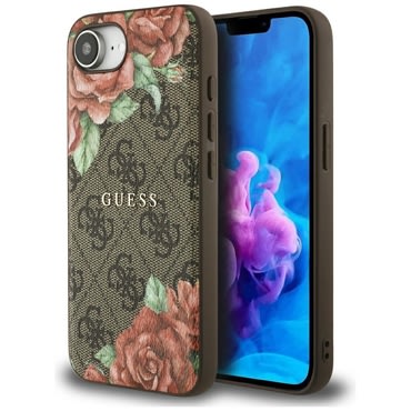 Ovitek Guess "Hardcase 4G Flower Print MagSafe" za iPhone 16e / iPhone 17e - brown