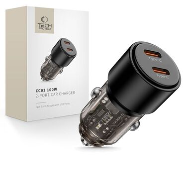 Avtomobilski 100W polnilec Tech-Protect "CC03" 2x USB-C PD - črn