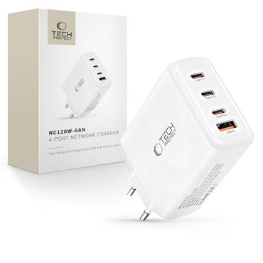 Stenski 120W polnilec Tech-Protect "NC120W-GAN" - bel