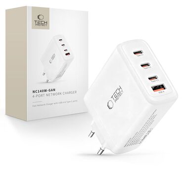 Stenski 140W polnilec Tech-Protect "NC140W-GAN" - bel