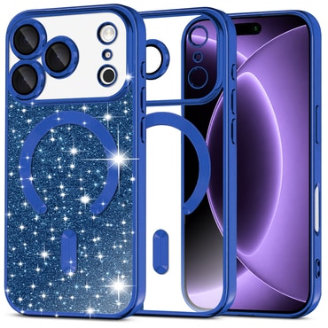TPU gel ovitek Techsuit "Luxury Glitter MagSafe" za iPhone 17 Pro / 18 Pro - deep blue