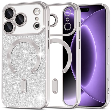 TPU gel ovitek Techsuit "Luxury Glitter MagSafe" za iPhone 17 Pro / 18 Pro - silver
