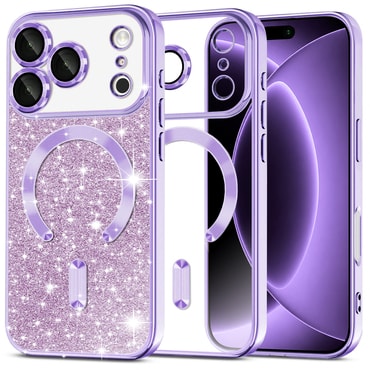 TPU gel ovitek Techsuit "Luxury Glitter MagSafe" za iPhone 17 Pro / 18 Pro - light purple